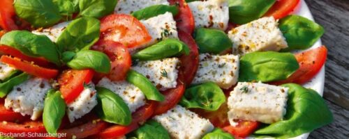 Cashew-Mozzarella mit Tomaten
