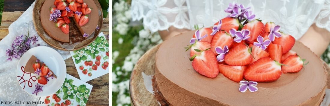 Schokomousse-Torte mit Erdbeeren