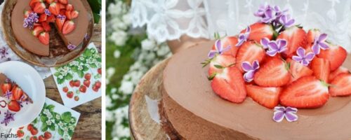 Schokomousse-Torte mit Erdbeeren