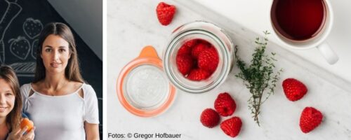 Verena Stummer und Patricia Stamm und Früchte zum Einkochen