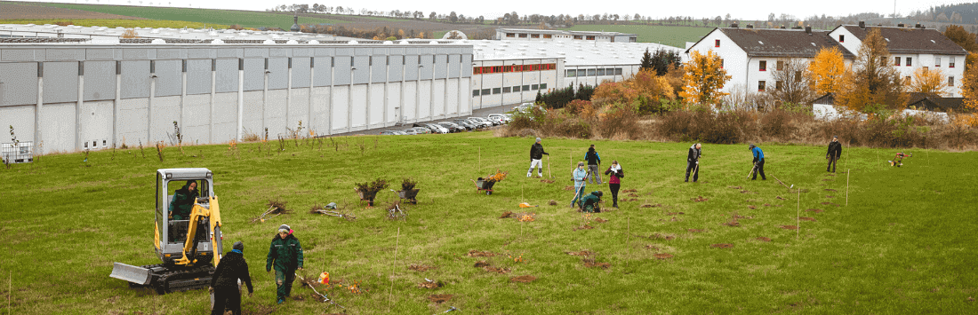 Menschen arbeiten auf einer Grünfläche