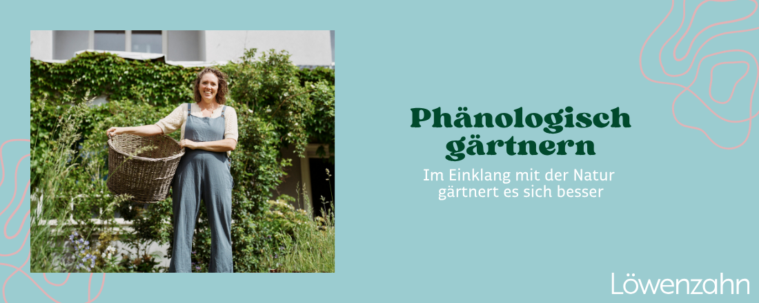 Titelbild: Pia Eis beim Gärtnern + Titel des Magazinbeitrags